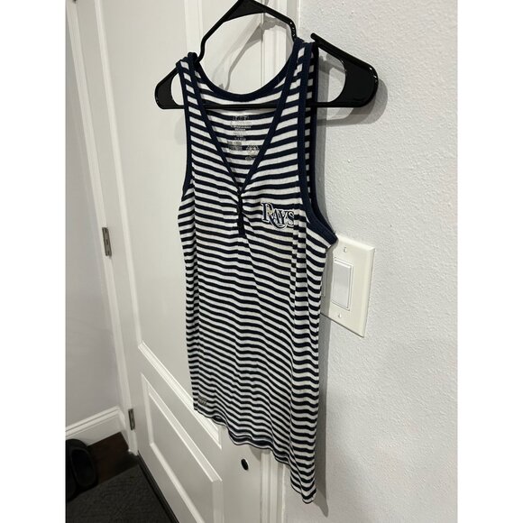 Major League Fitness Tampa Bay Rays Striped Sleeveless Tank Top Sz Large Navy - Picture 3 of 8